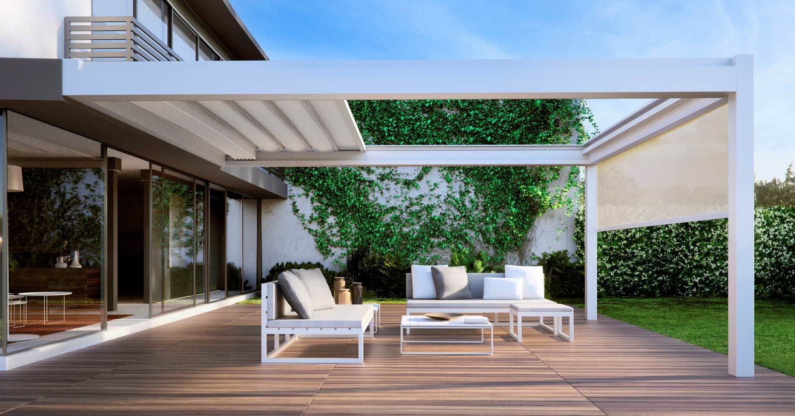 Pergola con tenda retrattile